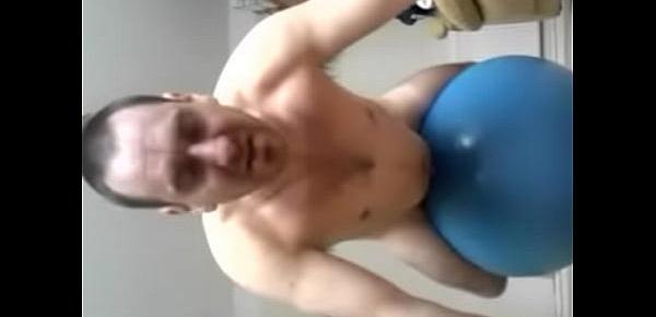  fucking my exercise ball and cumming